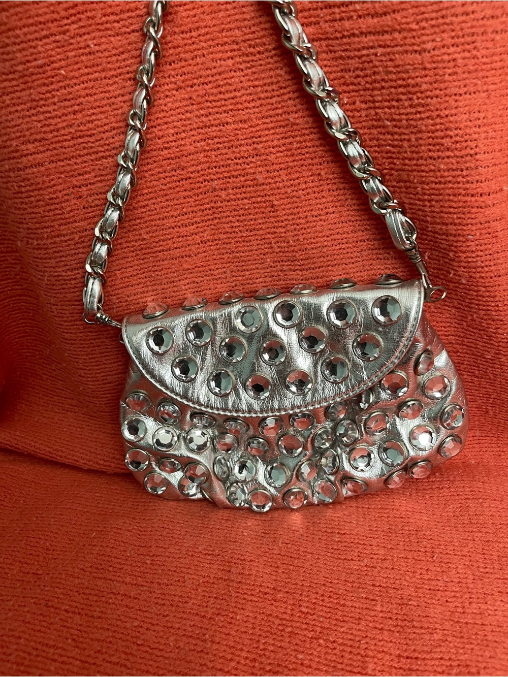 Silver Studded Chain-Handle Women's Shoulder Bag